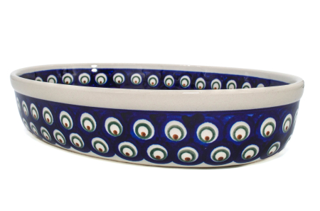 Tava ovala pentru copt Blue Peacock Eyes, ceramica smaltuita, pictata manual, 19,0 x 27,5 cm, volum 1,4 L [7]