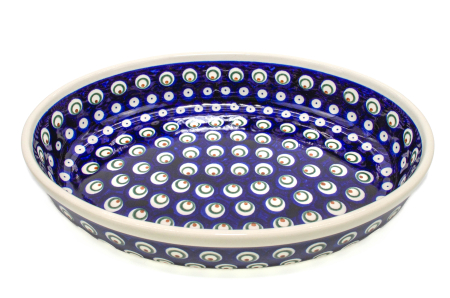 Tava ovala pentru copt Blue Peacock Eyes, ceramica smaltuita, pictata manual, 19,0 x 27,5 cm, volum 1,4 L [1]