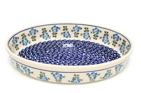 Tava ovala pentru copt Forget-me-nots, ceramica smaltuita, pictata manual, 19,0 x 27,5 cm, volum 1,4 L [1]