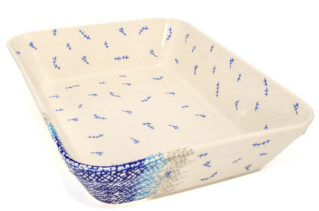 Tava pentru copt Day & Night, dreptunghiulara, ceramica smaltuita, pictata manual, 27,5 x 33,3 cm, volum 3,4 L