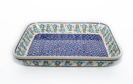 Tava pentru copt Forget-me-nots, dreptunghiulara, ceramica smaltuita, pictata manual, 22,5 x 29,5 cm, volum 1,7 L [1]