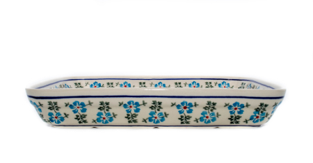 Tava pentru copt Forget-me-nots, dreptunghiulara, ceramica smaltuita, pictata manual, 22,5 x 29,5 cm, volum 1,7 L [3]
