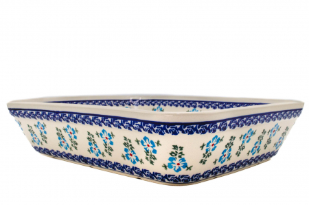 Tava pentru copt Forget-me-nots, dreptunghiulara, ceramica smaltuita, pictata manual, 27,5 x 33,3 cm, volum 3,4 L [3]