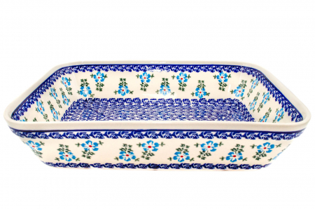 Tava pentru copt Forget-me-nots, dreptunghiulara, ceramica smaltuita, pictata manual, 27,5 x 33,3 cm, volum 3,4 L [1]