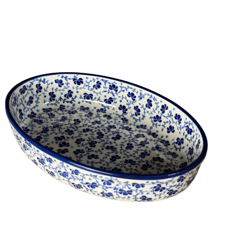 Tava pentru copt ovala, Blue on Blue, ceramica smaltuita, pictata manual, 19,0 x 27,5 cm, volum 1,4 L [7]