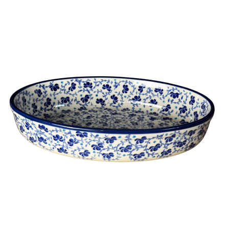 Tava pentru copt ovala, Blue on Blue, ceramica smaltuita, pictata manual, 19,0 x 27,5 cm, volum 1,4 L [4]