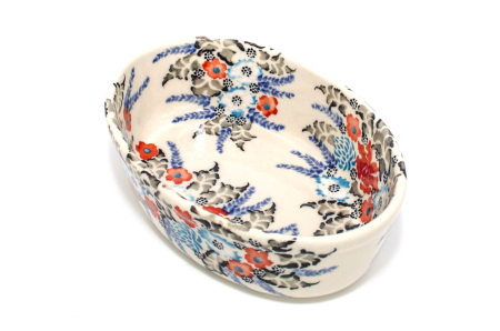 Tava pentru copt ovala, pentru monoportii, ceramica smaltuita, pictata manual, 11,5 x 16,4 cm, volum 300 ml [0]