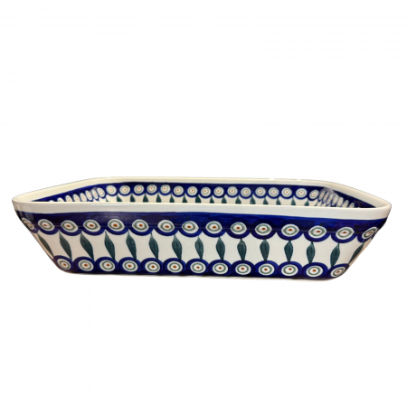 Tava pentru copt Peacock Tear Drops, dreptunghiulara, ceramica smaltuita, pictata manual, 27,5 x 33,3 cm, volum 3,4 L [4]