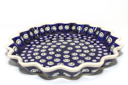 Tava pentru copt rotunda Blue Peacock Eyes, ceramica smaltuita, pictata manual, diametru 26,4 cm, volum 0,7 L [2]