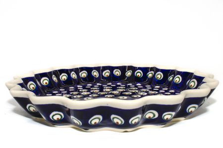 Tava pentru copt rotunda Blue Peacock Eyes, ceramica smaltuita, pictata manual, diametru 26,4 cm, volum 0,7 L [4]