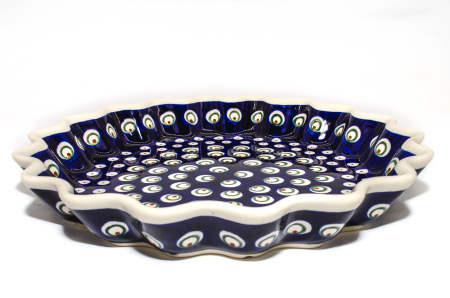 Tava pentru copt rotunda Blue Peacock Eyes, ceramica smaltuita, pictata manual, diametru 26,4 cm, volum 0,7 L [3]