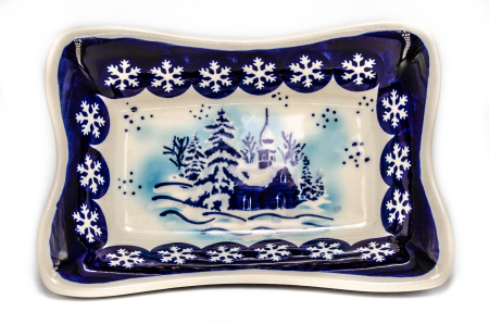 Tava pentru copt Winter Chapel, ceramica smaltuita, pictata manual, 17,4 x 12,0 cm, volum 250 ml [0]