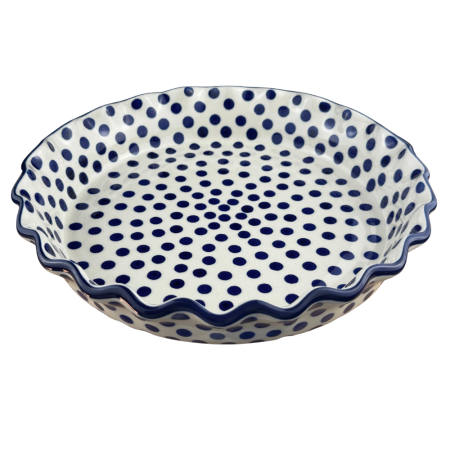 Colectia Blue Dots - Tava tarta Blue Dots, ceramica smaltuita, pictata manual, diametru 25,5 cm