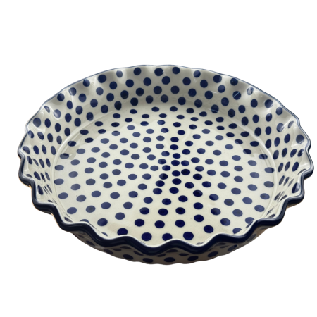 Tava tarta Blue Dots, ceramica smaltuita, pictata manual, diametru 25,5 cm [2]