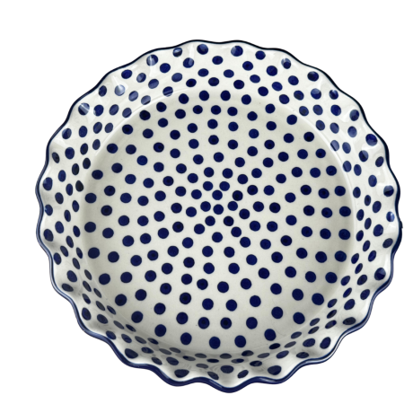 Tava tarta Blue Dots, ceramica smaltuita, pictata manual, diametru 25,5 cm [4]