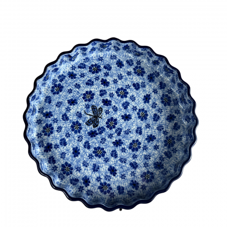 Tava tarta Butterfly Dance, ceramica smaltuita, pictata manual, 24 cm [5]