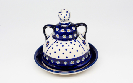 Untiera cu capac "figurina" Floral Peacock, ceramica smaltuita, pictata manual, 12,0 x 14,3 cm [0]