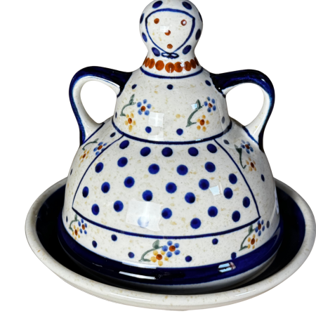 Untiere - Untiera cu capac "figurina"  Little Flowers, ceramica smaltuita, pictata manual, 12,0 x 14,3 cm