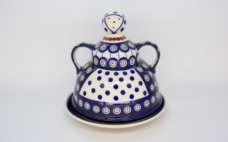 Untiera cu capac "figurina" Peacock Eyes, ceramica smaltuita, pictata manual, 11,0 x 19,0 cm [0]