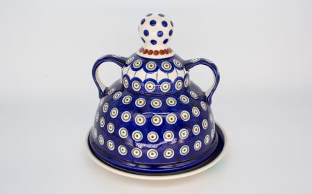 Untiera cu capac "figurina" Peacock Eyes, ceramica smaltuita, pictata manual, 11,0 x 19,0 cm [1]