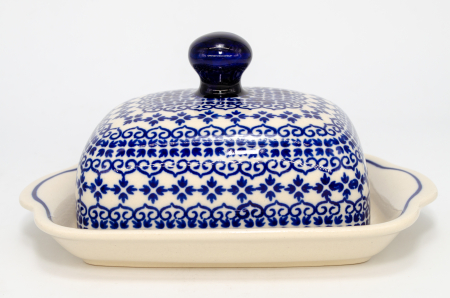 Untiera dreptunghiulara cu capac Blue Laces, ceramica smaltuita, pictata manual, 10,5 x 20,0 cm [0]