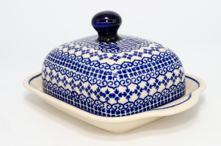 Untiera dreptunghiulara cu capac Blue Laces, ceramica smaltuita, pictata manual, 10,5 x 20,0 cm [1]