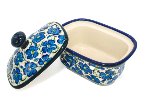 Untiera dreptunghiulara cu capac Blue Paradise, ceramica smaltuita, pictata manual, 12,5 x 15,0 x 12,0 cm [5]