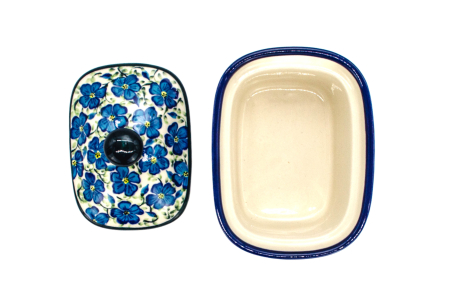 Untiera dreptunghiulara cu capac Blue Paradise, ceramica smaltuita, pictata manual, 12,5 x 15,0 x 12,0 cm [1]