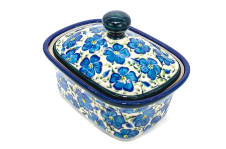 Untiera dreptunghiulara cu capac Blue Paradise, ceramica smaltuita, pictata manual, 12,5 x 15,0 x 12,0 cm [0]