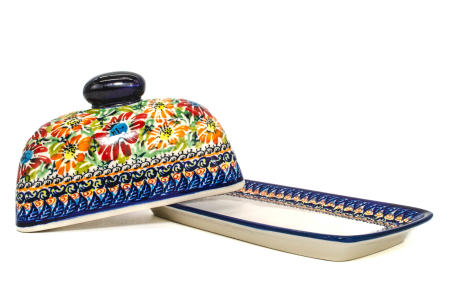 Untiera dreptunghiulara cu capac Flower Jungle, ceramica smaltuita, pictata manual 11,1 x 19,17 cm [1]