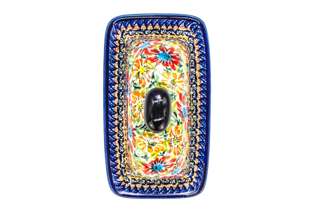 Untiera dreptunghiulara cu capac Flower Jungle, ceramica smaltuita, pictata manual 11,1 x 19,17 cm [4]