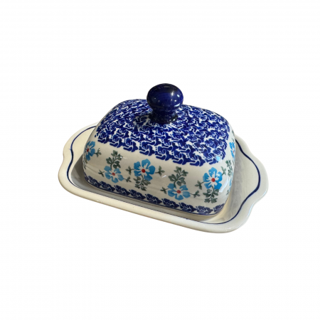 Untiera dreptunghiulara cu capac Forget me Nots, ceramica smaltuita, pictata manual, 10,5 x 20,0 cm [3]