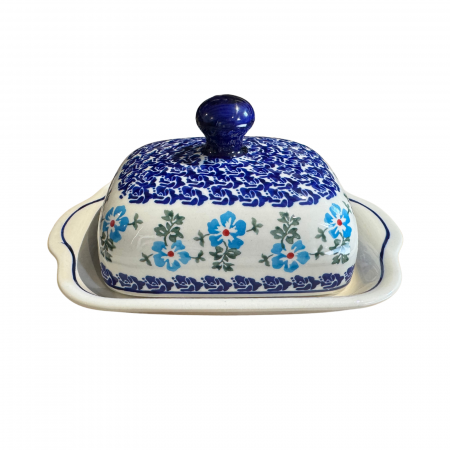 Untiera dreptunghiulara cu capac Forget me Nots, ceramica smaltuita, pictata manual, 10,5 x 20,0 cm [2]