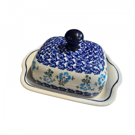 Untiera dreptunghiulara cu capac Forget me Nots, ceramica smaltuita, pictata manual, 10,5 x 20,0 cm [0]