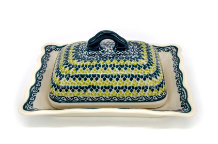 Untiera dreptunghiulara cu capac Leaf Bed, ceramica smaltuita, pictata manual, 14,0 x 17,8 cm [1]