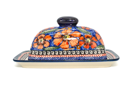 Untiera dreptunghiulara cu capac Poppy Bouquet, ceramica smaltuita, pictata manual 11,1 x 19,1 cm [3]