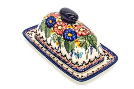 Untiera dreptunghiulara cu capac Poppy Fountain, ceramica smaltuita, pictata manual 11,1 x 19,1 cm [0]