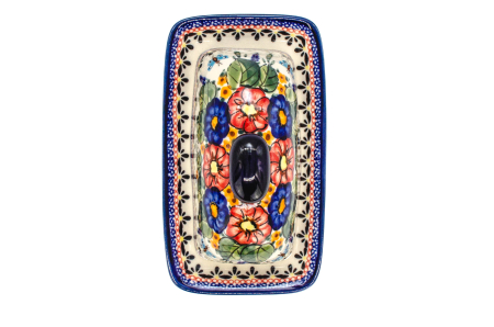 Untiera dreptunghiulara cu capac Poppy Fountain, ceramica smaltuita, pictata manual 11,1 x 19,1 cm [6]