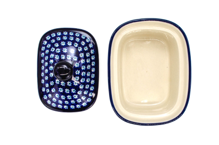 Untiera dreptunghiulara cu capac Vintage Rooster, ceramica smaltuita, pictata manual,12,5 x 15,0 x 12 cm [5]