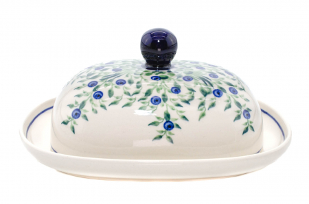 Untiera ovala cu capac Berries, ceramica smaltuita, pictata manual, 15,0 x 19,8 cm [1]