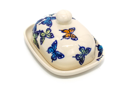 Untiera ovala cu capac Butterflies, ceramica smaltuita, pictata manual 12,0 x 15,7 cm [5]