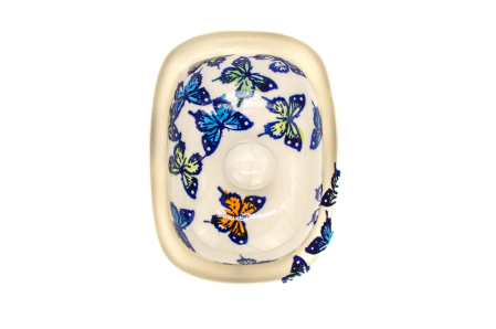 Untiera ovala cu capac Butterflies, ceramica smaltuita, pictata manual 12,0 x 15,7 cm [4]
