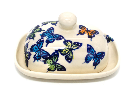 Untiera ovala cu capac Butterflies, ceramica smaltuita, pictata manual 12,0 x 15,7 cm [0]