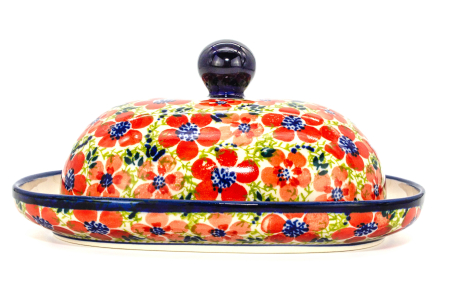 Untiera ovala cu capac Fire Poppies, ceramica smaltuita, pictata manual, 15,0 x 19,8 cm [2]