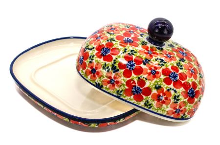 Untiera ovala cu capac Fire Poppies, ceramica smaltuita, pictata manual, 15,0 x 19,8 cm [5]