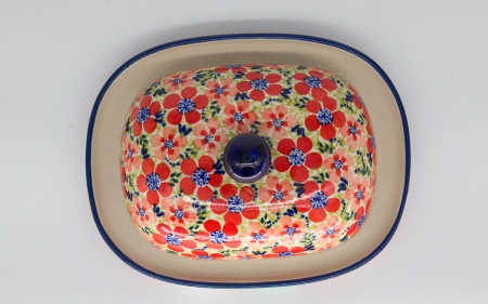 Untiera ovala cu capac Fire Poppies, ceramica smaltuita, pictata manual, 15,0 x 19,8 cm [4]