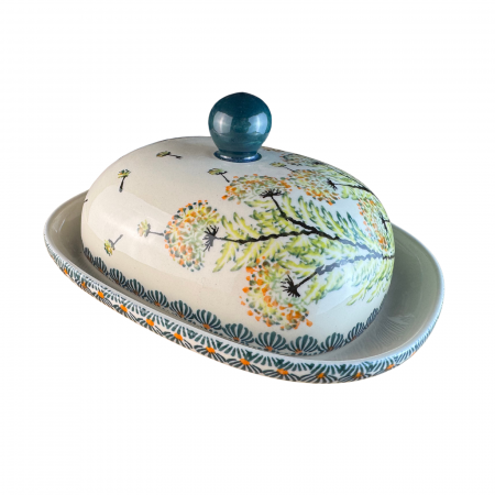 Untiera ovala cu capac Floral Field, ceramica smaltuita, pictata manual, 15,0 x 19,8 cm [0]