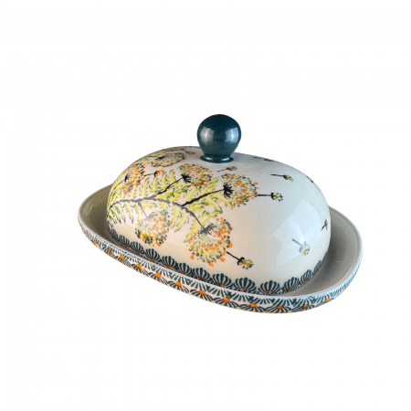 Untiera ovala cu capac Floral Field, ceramica smaltuita, pictata manual, 15,0 x 19,8 cm [1]