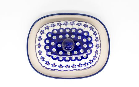 Untiera ovala cu capac Floral Peacock, ceramica smaltuita, pictata manual, 15,0 x 19,8 cm [10]