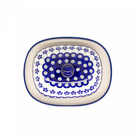 Untiera ovala cu capac Floral Peacock, ceramica smaltuita, pictata manual, 15,0 x 19,8 cm [6]